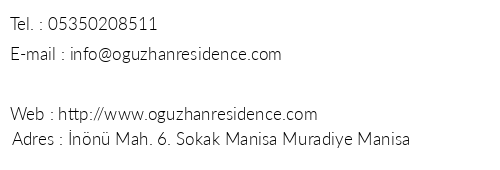 Ouzhan Residence telefon numaralar, faks, e-mail, posta adresi ve iletiim bilgileri